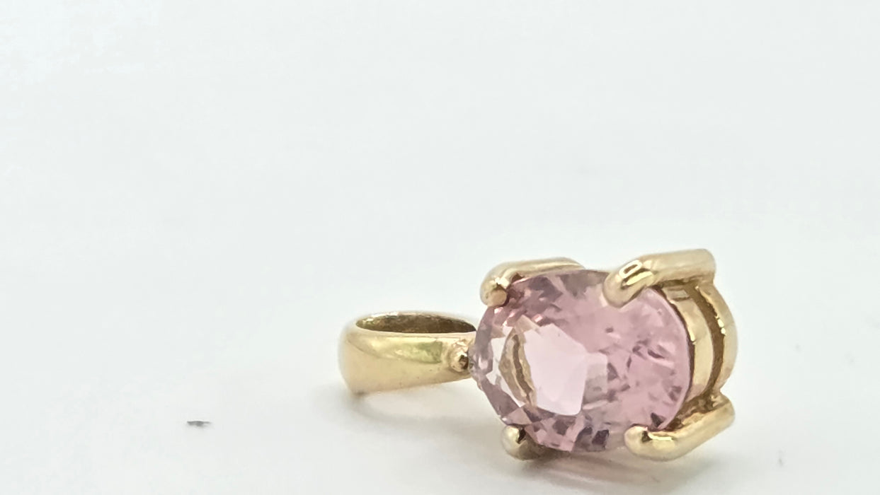 Vintage: 9ct Yellow Gold Morganite & Diamond Pendant