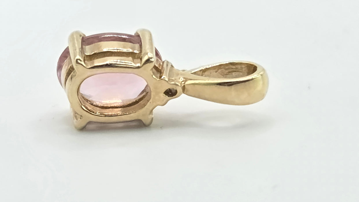 Vintage: 9ct Yellow Gold Morganite & Diamond Pendant