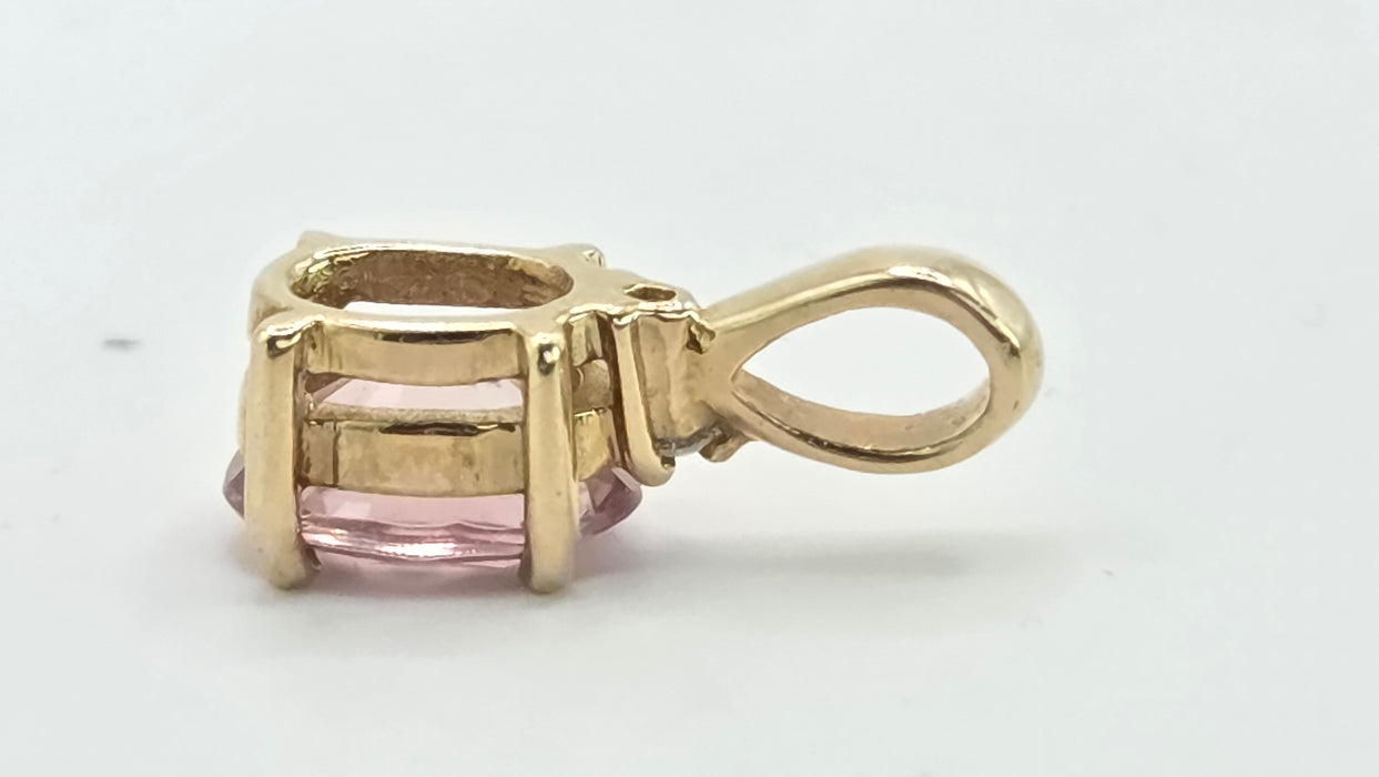 Vintage: 9ct Yellow Gold Morganite & Diamond Pendant