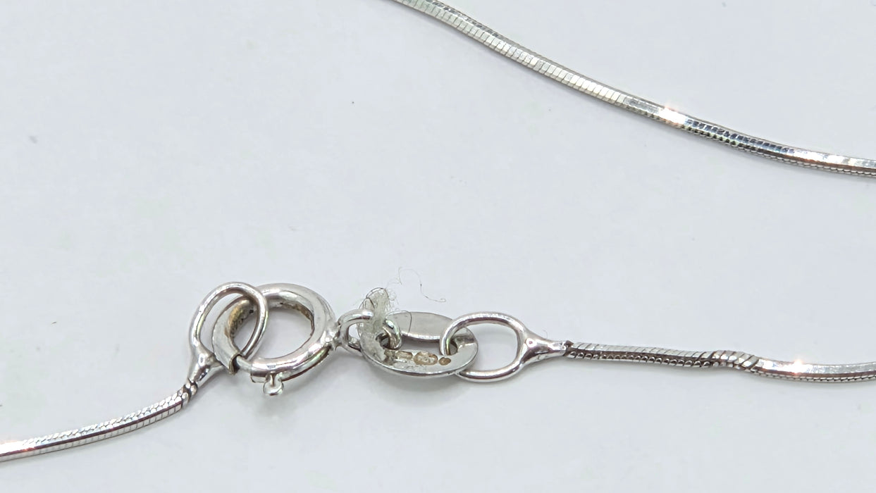 Vintage: 9ct White Gold Sapphire & Diamond Cross Pendant with Snake Chain