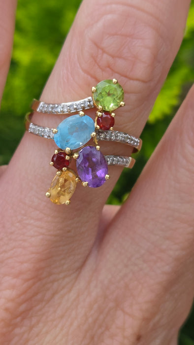 Vintage: 18ct Yellow Gold Multi-Gemstone Cocktail Ring — 2.71ct