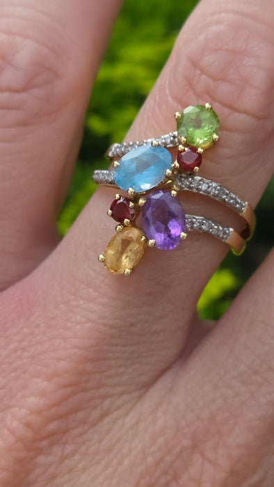 Vintage: 18ct Yellow Gold Multi-Gemstone Cocktail Ring — 2.71ct