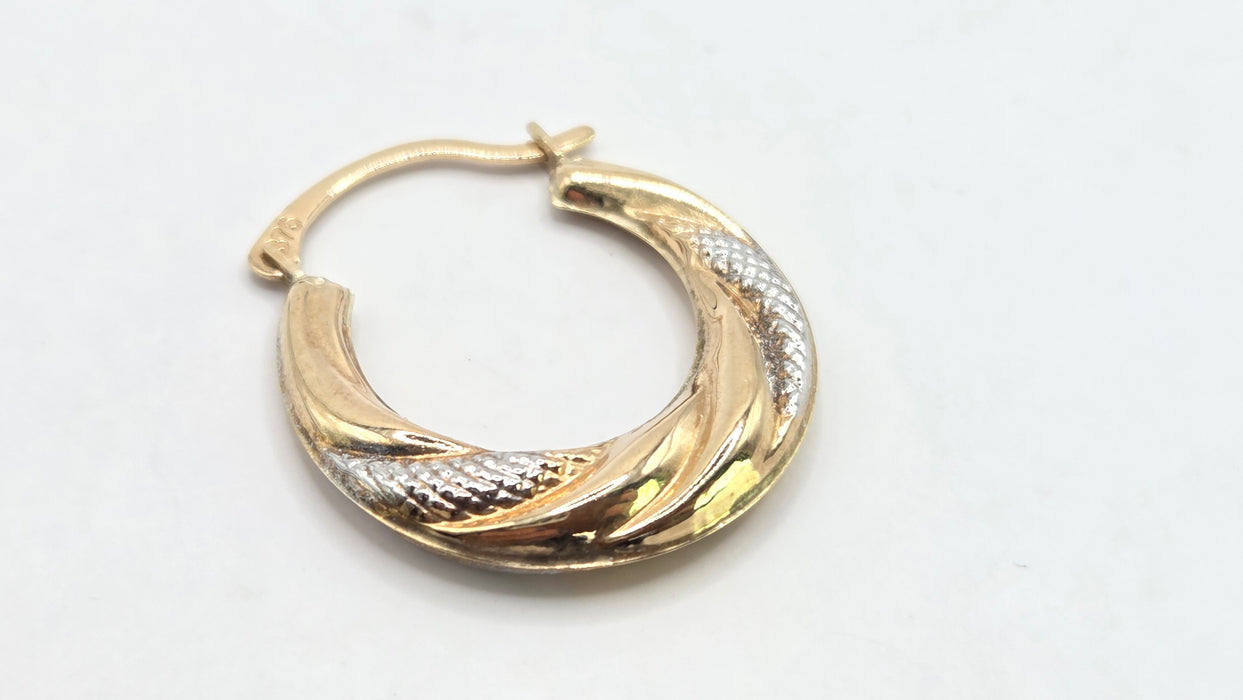 Vintage: 9ct Two-Tone Gold Twisted Hoop Earrings