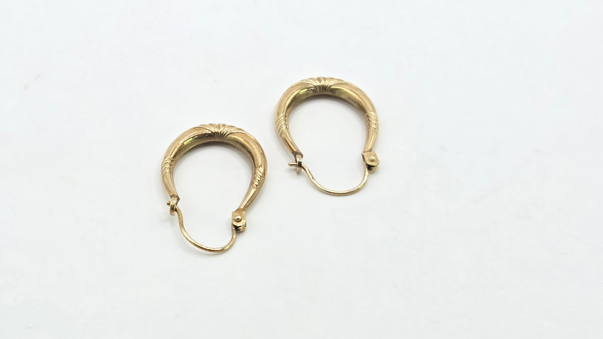 Vintage: 9ct Yellow Gold Diamond-Cut Creole Hoop Earrings