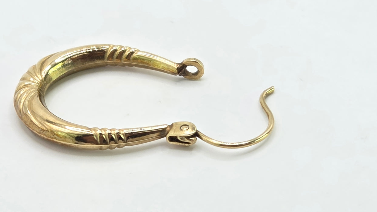 Vintage: 9ct Yellow Gold Diamond-Cut Creole Hoop Earrings