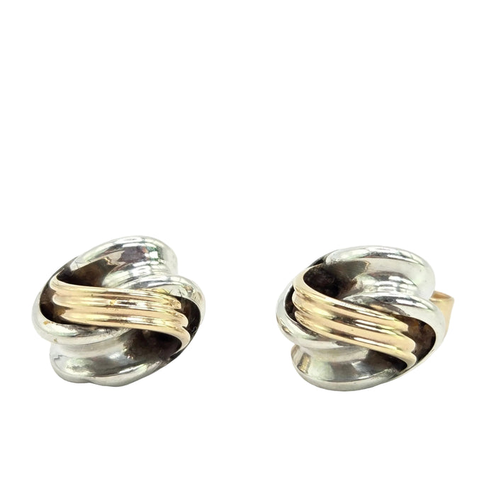 Vintage: 9ct Yellow Gold & Silver Knot Stud Earrings