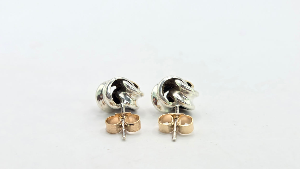 Vintage: 9ct Yellow Gold & Silver Knot Stud Earrings