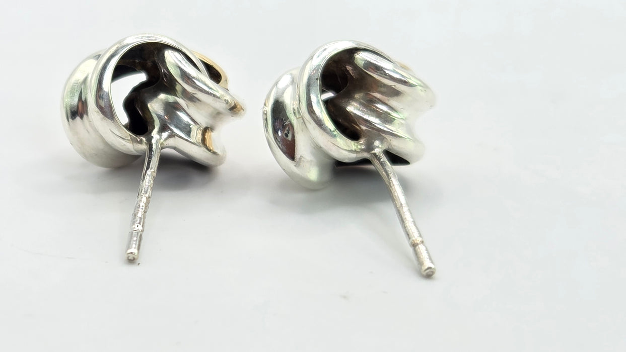 Vintage: 9ct Yellow Gold & Silver Knot Stud Earrings