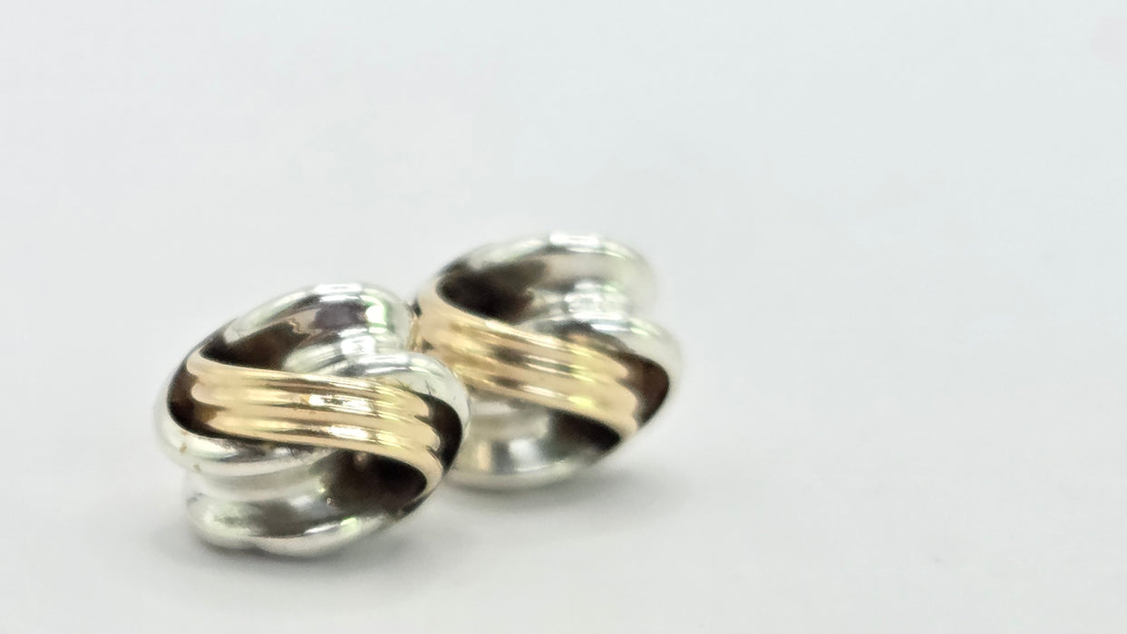 Vintage: 9ct Yellow Gold & Silver Knot Stud Earrings