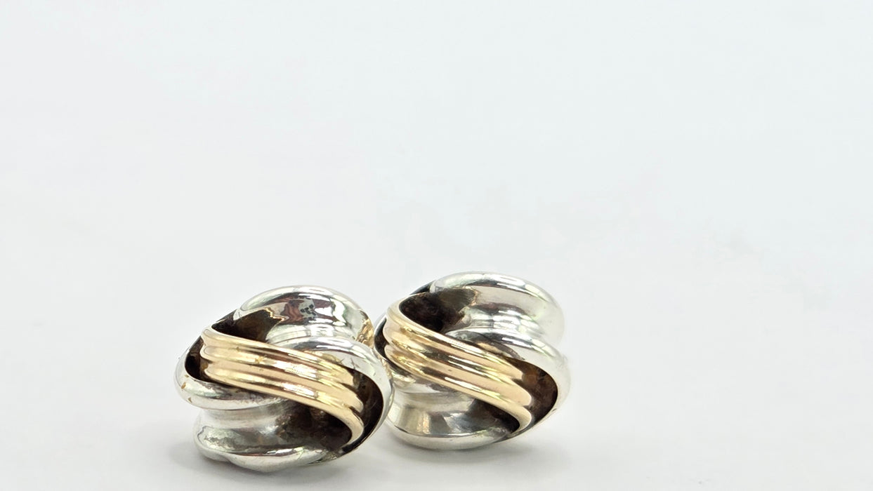 Vintage: 9ct Yellow Gold & Silver Knot Stud Earrings
