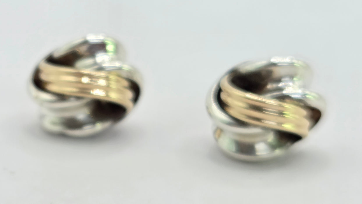 Vintage: 9ct Yellow Gold & Silver Knot Stud Earrings