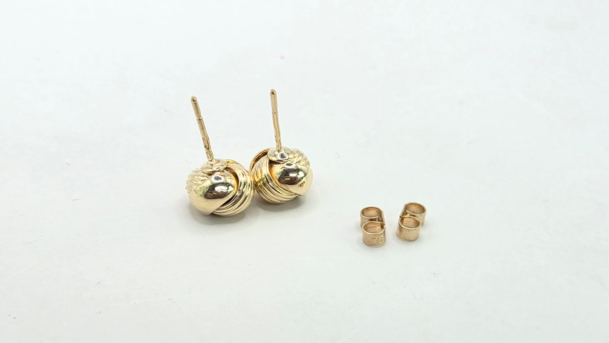 Vintage: 9ct Yellow Gold Love Knot Stud Earrings