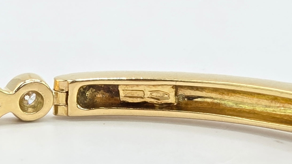 Vintage: 18ct Yellow Gold Sapphire 2.00ct & Diamond 0.36ct Half Hoop Bangle