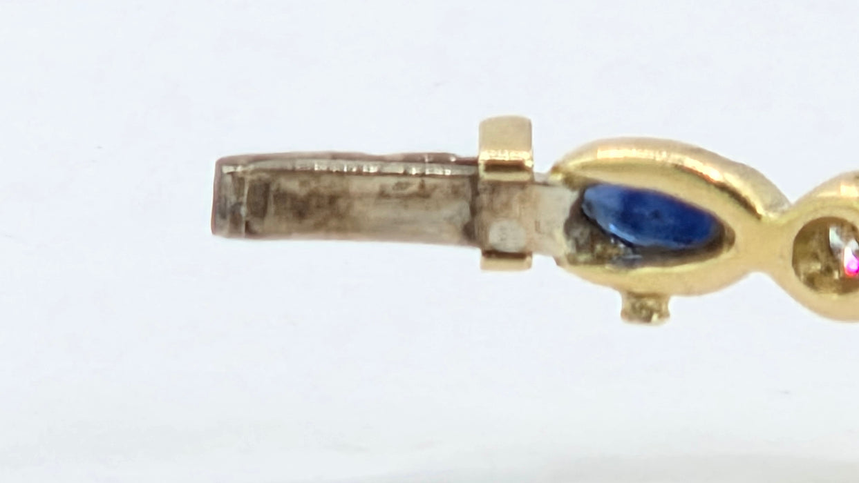 Vintage: 18ct Yellow Gold Sapphire 2.00ct & Diamond 0.36ct Half Hoop Bangle