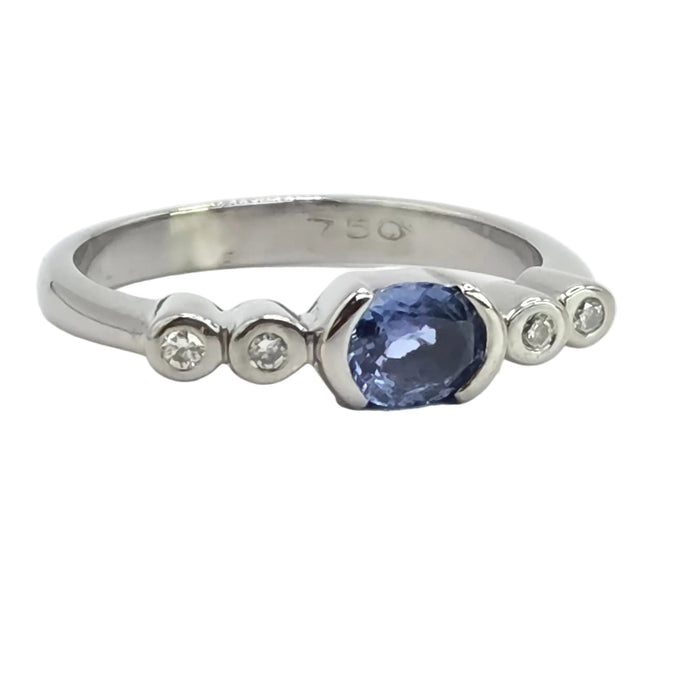 Vintage: 18ct White Gold Sapphire 0.52ct & Diamond Dress Ring