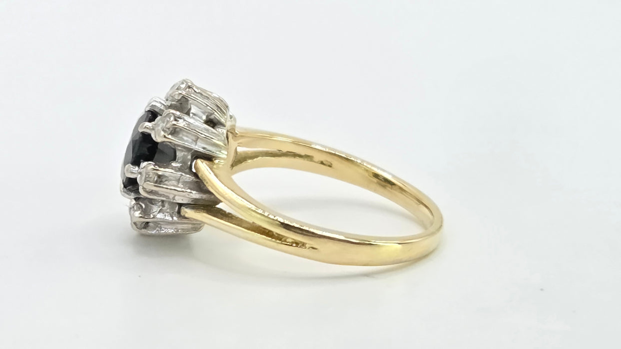 Vintage: 18ct Yellow Gold Sapphire & Diamond Cluster Ring — 1.15ct