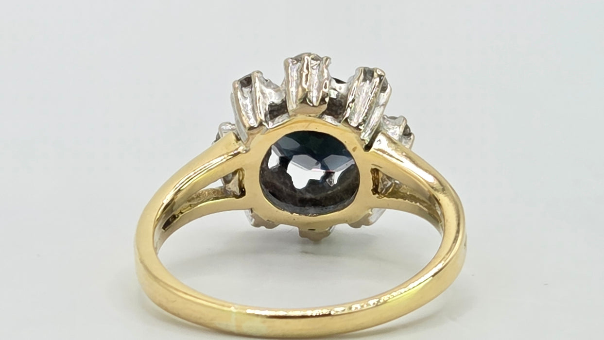 Vintage: 18ct Yellow Gold Sapphire & Diamond Cluster Ring — 1.15ct