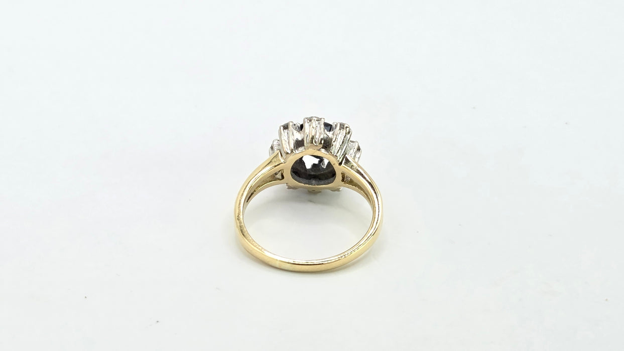 Vintage: 18ct Yellow Gold Sapphire & Diamond Cluster Ring — 1.15ct