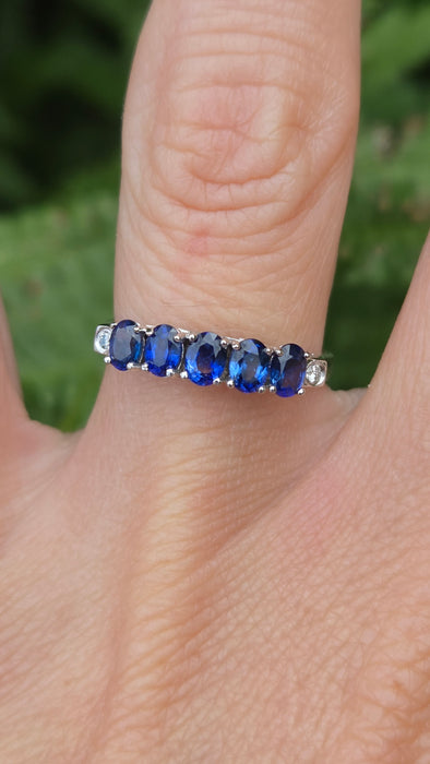 Vintage: 14ct White Gold Sapphire 1.00ct & Diamond Stacker Ring