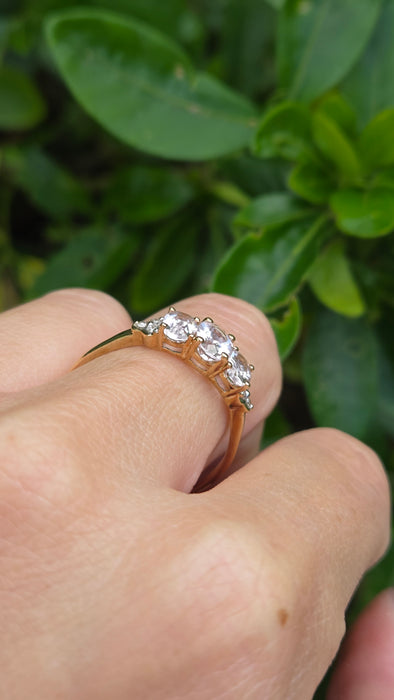 Vintage: 9ct Gold Morganite & Diamond Trilogy Ring