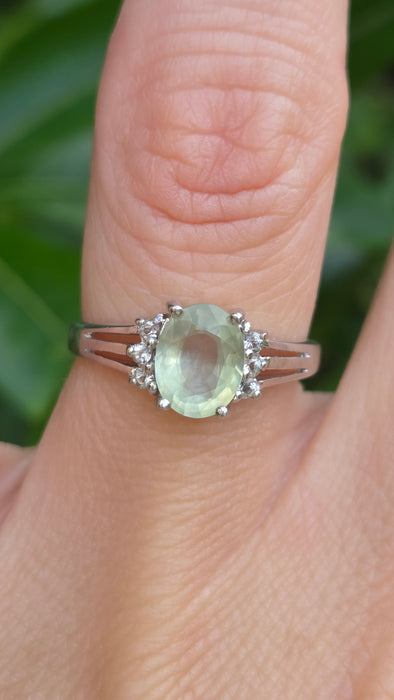 Vintage: 9ct White Gold Paraiba Tourmaline & Glacier Topaz Dress Ring
