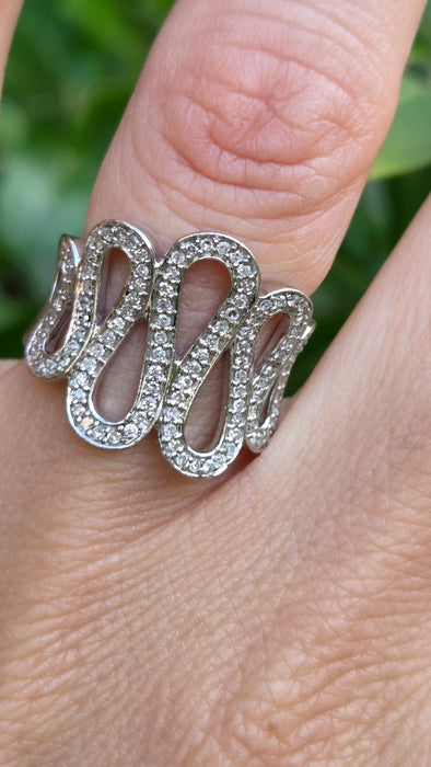 Vintage: 9ct White Gold 116 Natural Diamond Cocktail Ring