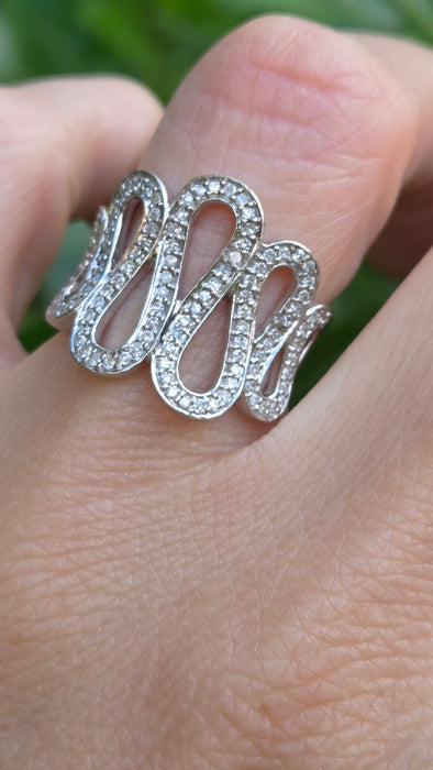 Vintage: 9ct White Gold 116 Natural Diamond Cocktail Ring