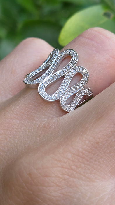 Vintage: 9ct White Gold 116 Natural Diamond Cocktail Ring