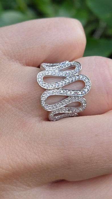 Vintage: 9ct White Gold 116 Natural Diamond Cocktail Ring