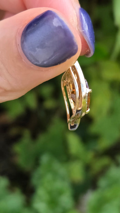 Vintage: 9ct Yellow Gold Golden Cognac Topaz & Diamond Pendant