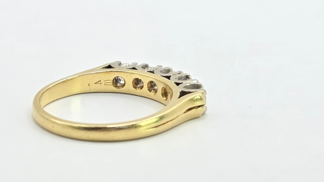 Vintage: 18ct Yellow Gold Diamond 0.42ct Five Diamond Stacker Half Eternity Ring