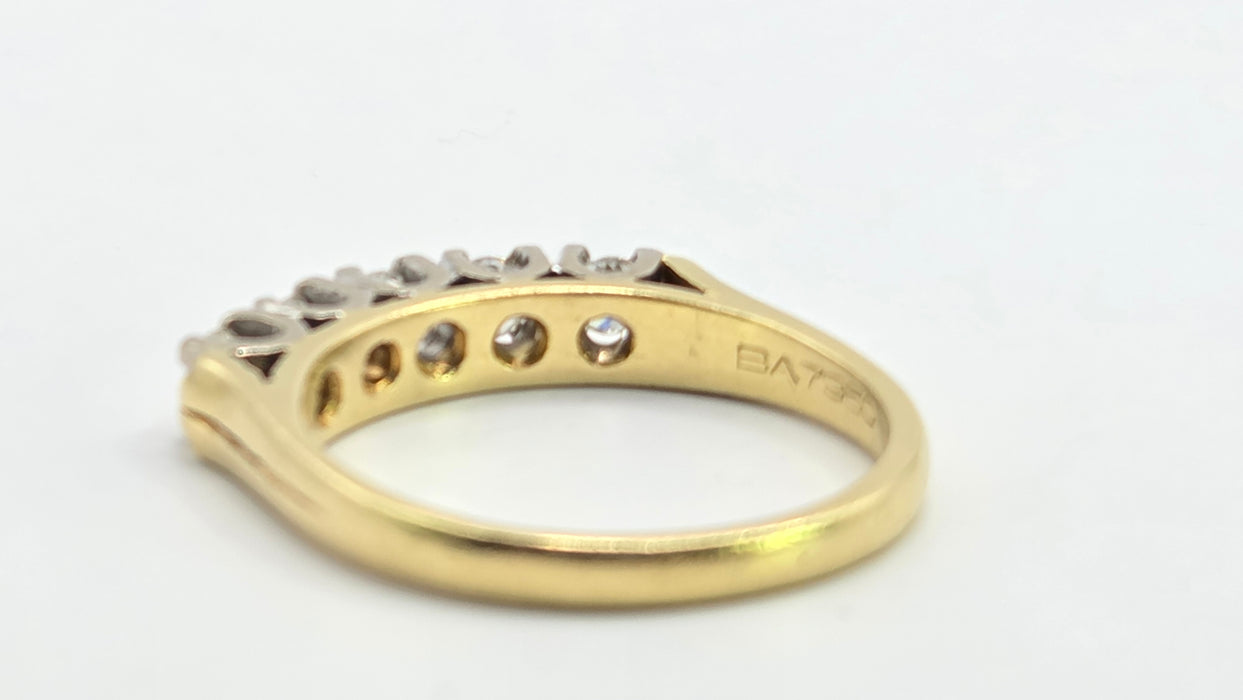 Vintage: 18ct Yellow Gold Diamond 0.42ct Five Diamond Stacker Half Eternity Ring