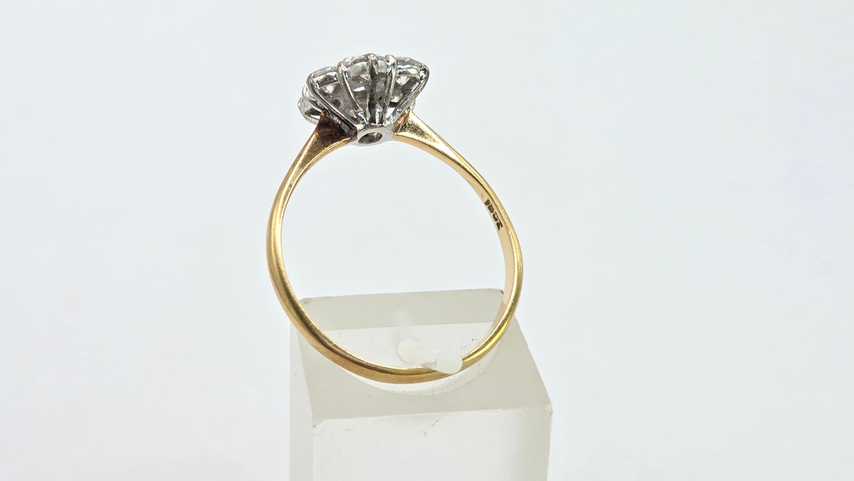 Vintage: 18ct Yellow Gold Diamond 1.45ct Seven Stone Floral Cluster Ring