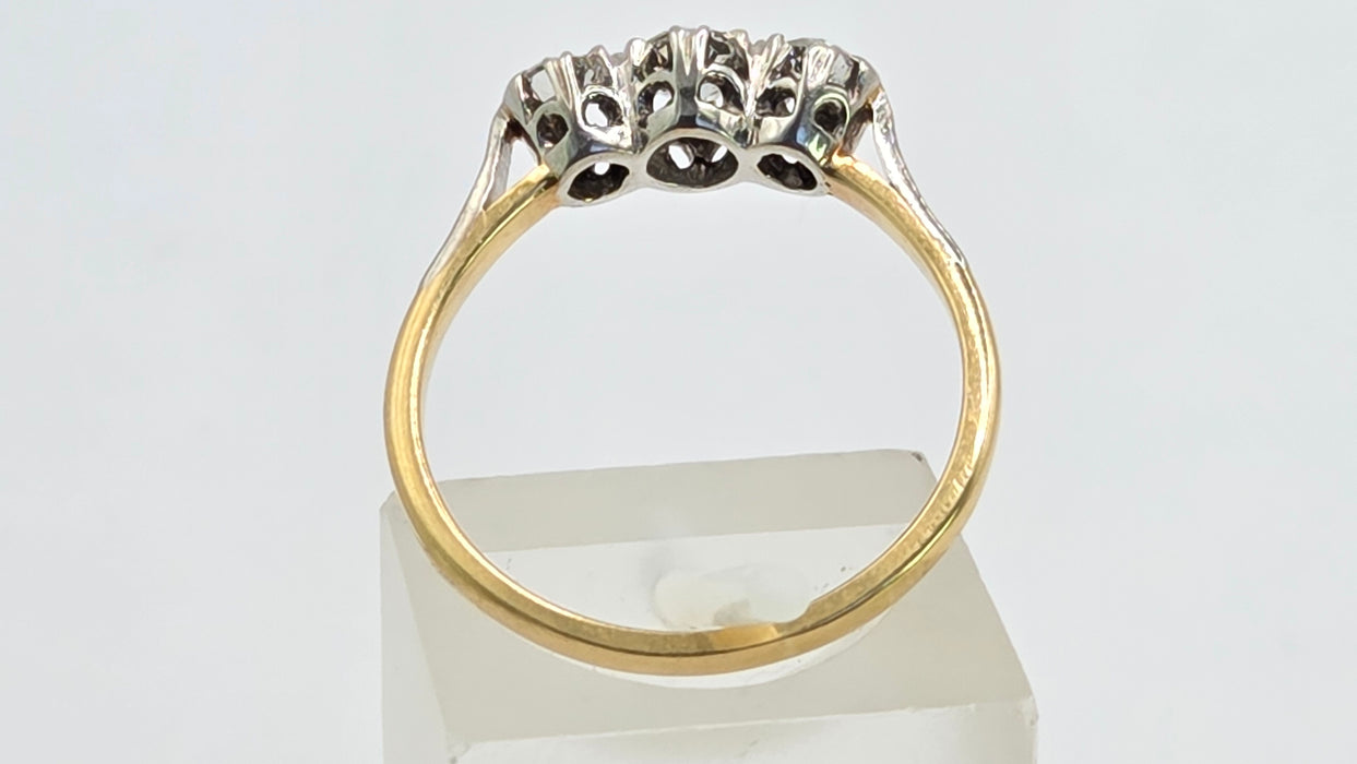 Vintage: 18ct Yellow Gold & Platinum Diamond 0.66ct Classic Trilogy Ring