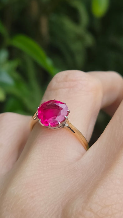 Vintage: 18ct Yellow Gold Ruby Solitaire Ring