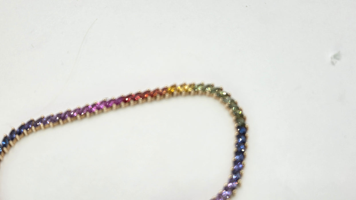 Vintage: 9ct Yellow Gold 65-Sapphire Multi-Coloured Bracelet