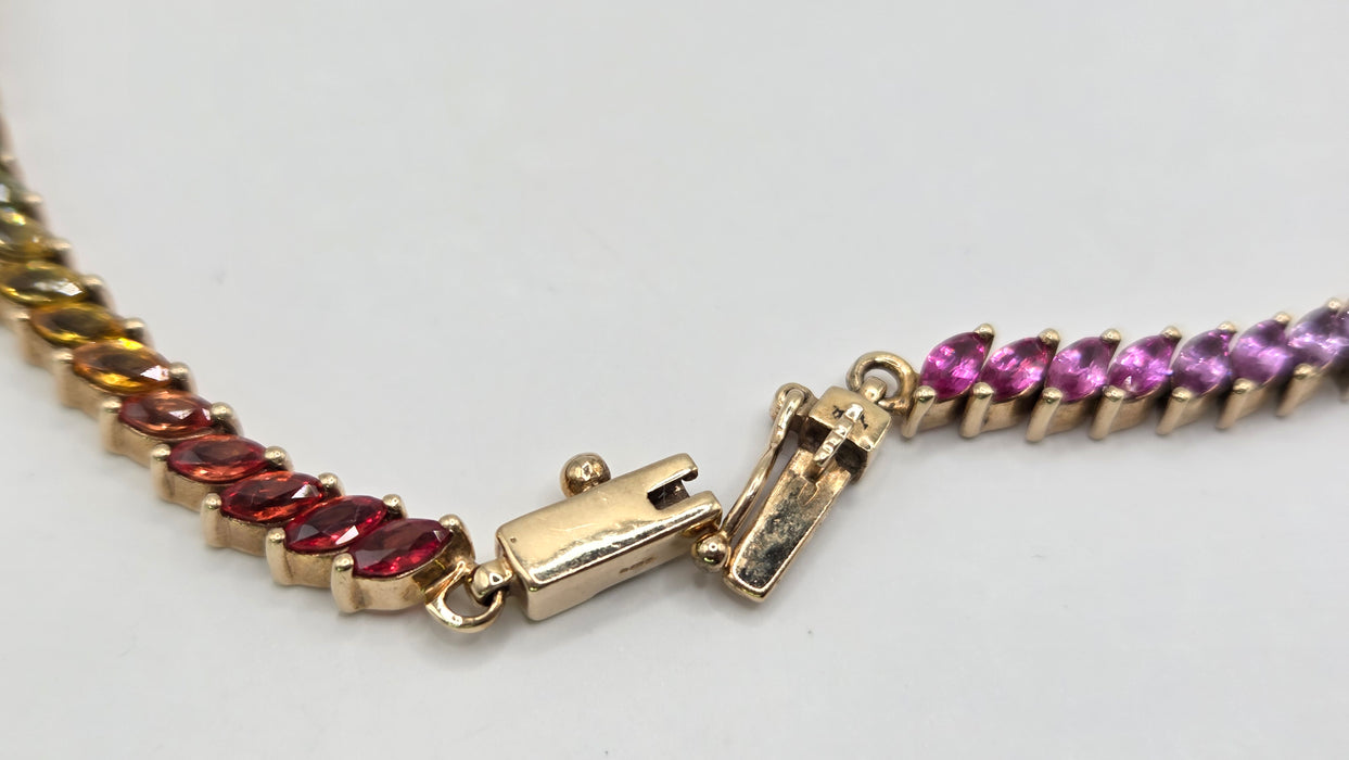 Vintage: 9ct Yellow Gold 65-Sapphire Multi-Coloured Bracelet