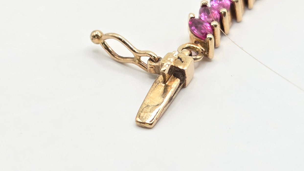Vintage: 9ct Yellow Gold 65-Sapphire Multi-Coloured Bracelet
