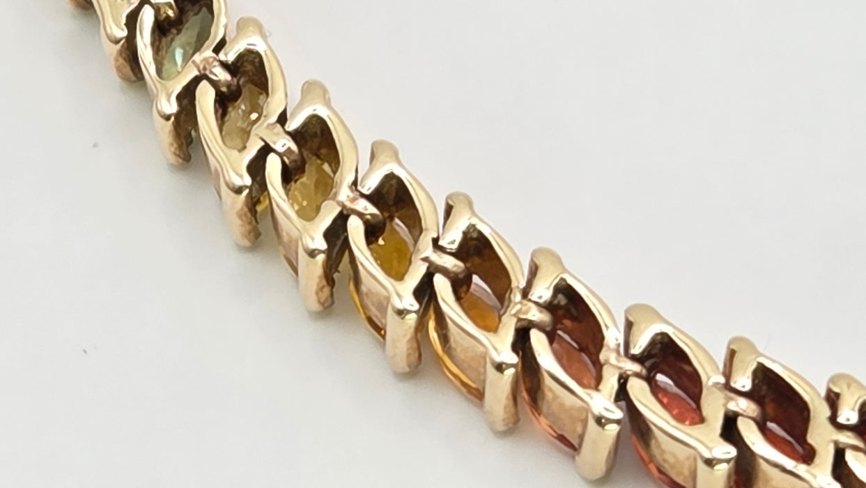 Vintage: 9ct Yellow Gold 65-Sapphire Multi-Coloured Bracelet