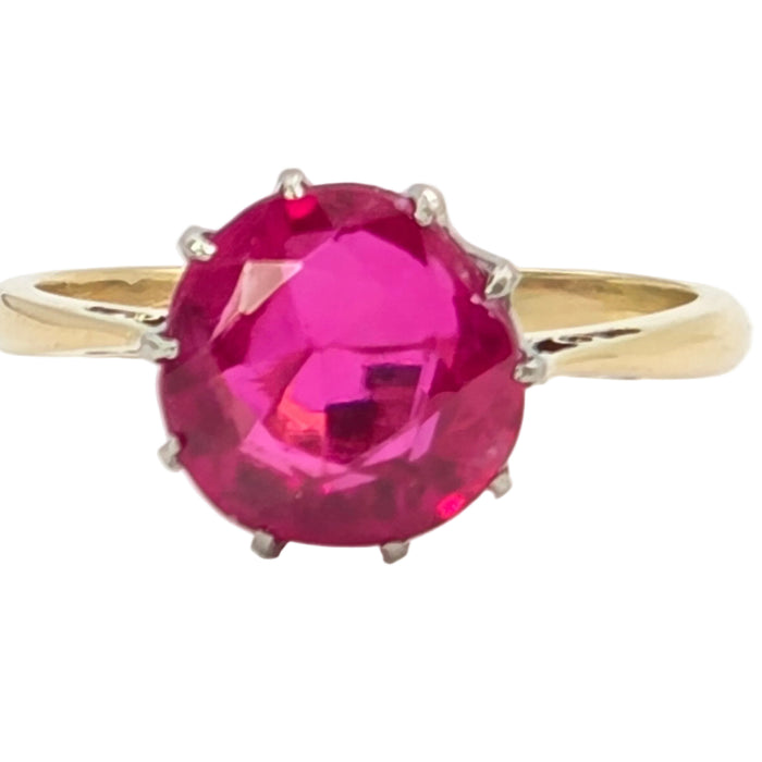 Vintage: 18ct Yellow Gold Ruby Solitaire Ring