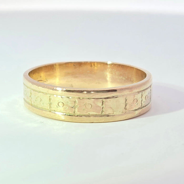 Vintage: 9ct Yellow Gold Decorative Wedding Band — From 1963