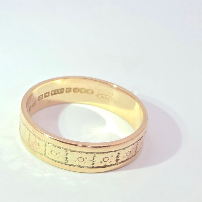 Vintage: 9ct Yellow Gold Decorative Wedding Band — From 1963