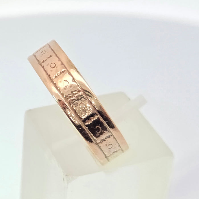 Vintage: 9ct Yellow Gold Decorative Wedding Band — From 1963