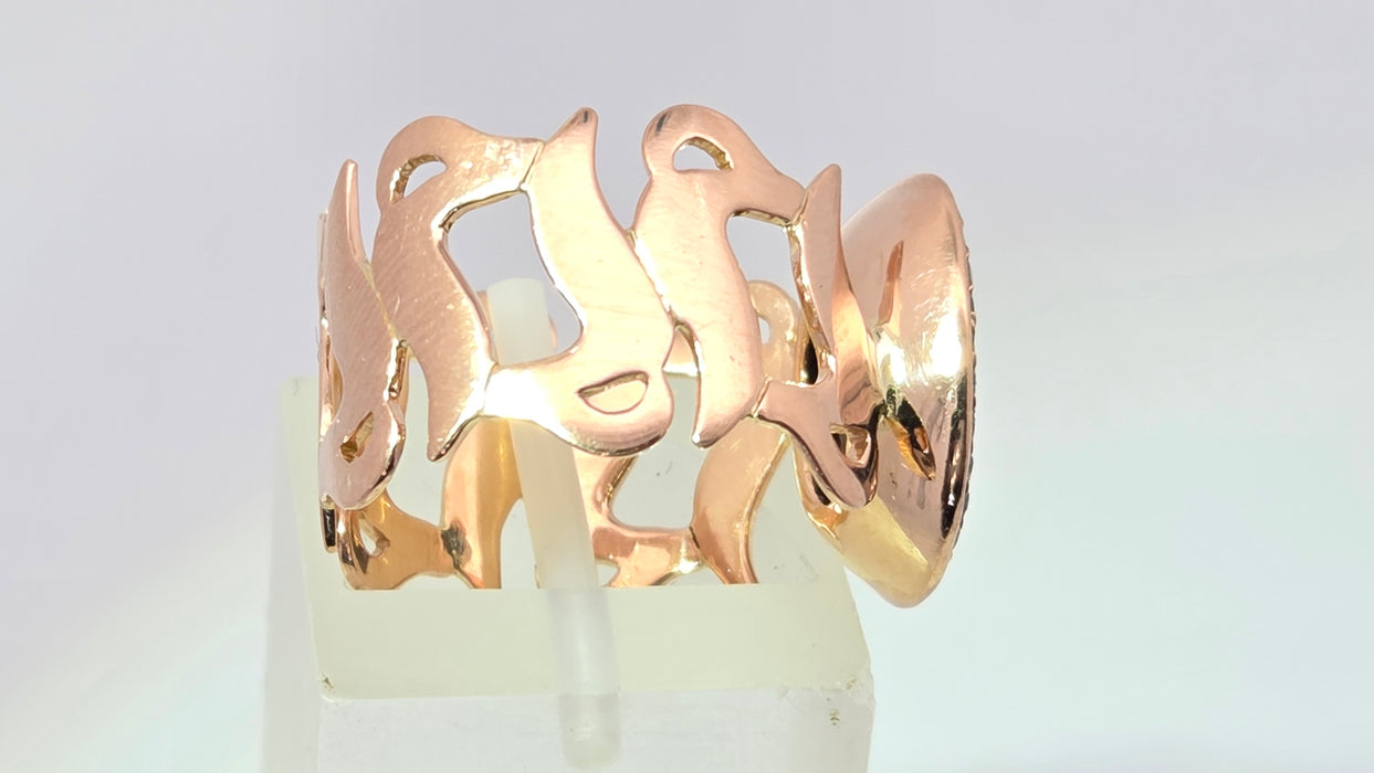 Vintage: 18ct Yellow Gold Modern Abstract Black Onyx & Black Diamond Cocktail Ring