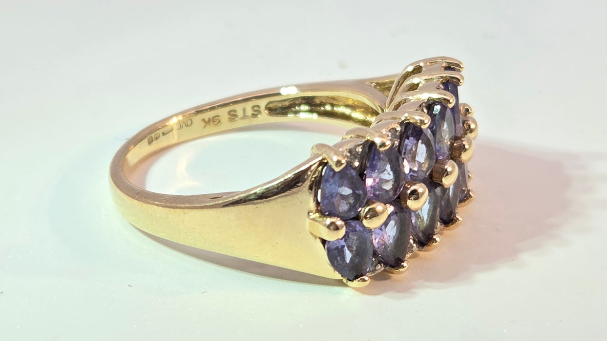 Vintage: 9ct Yellow Gold Tanzanite & Diamond Dress Ring