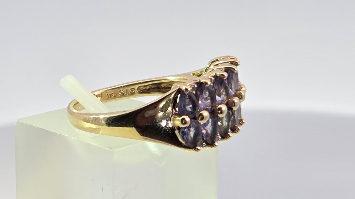 Vintage: 9ct Yellow Gold Tanzanite & Diamond Dress Ring