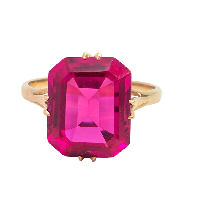Vintage: Russian 14ct Yellow Gold Ruby Approx. 8ct Solitaire Ring
