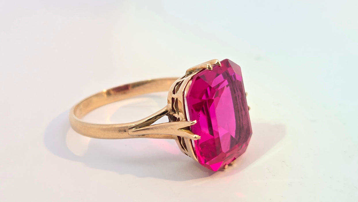 Vintage: Russian 14ct Yellow Gold Ruby Approx. 8ct Solitaire Ring