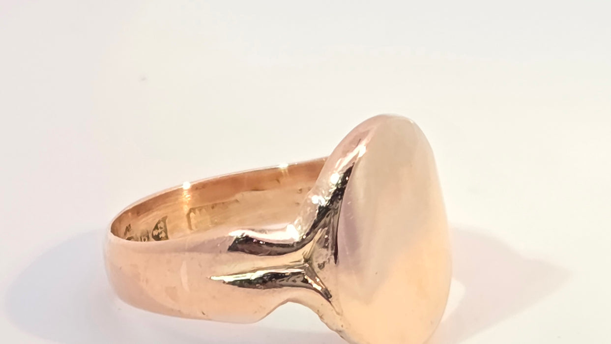 Antique: 9ct Rose Gold Signet Ring — From 1916