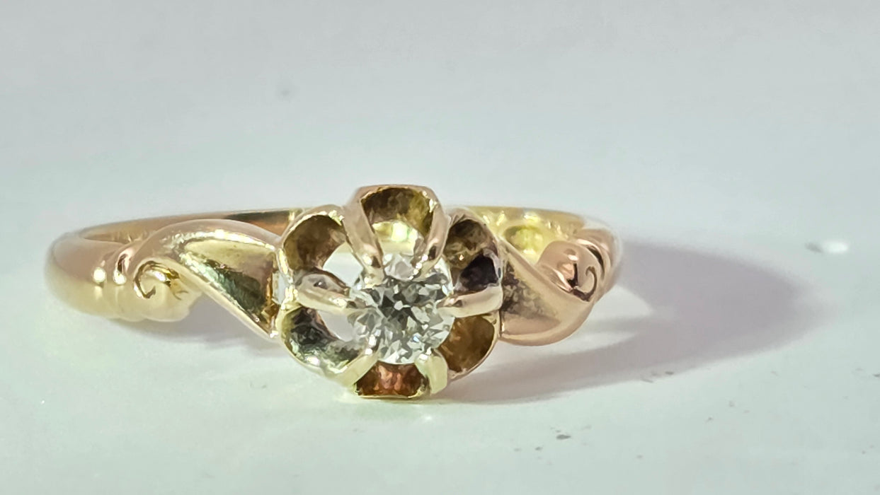 Antique 18ct Yellow Gold Diamond 0.18ct Single Stone Ring — From 1912